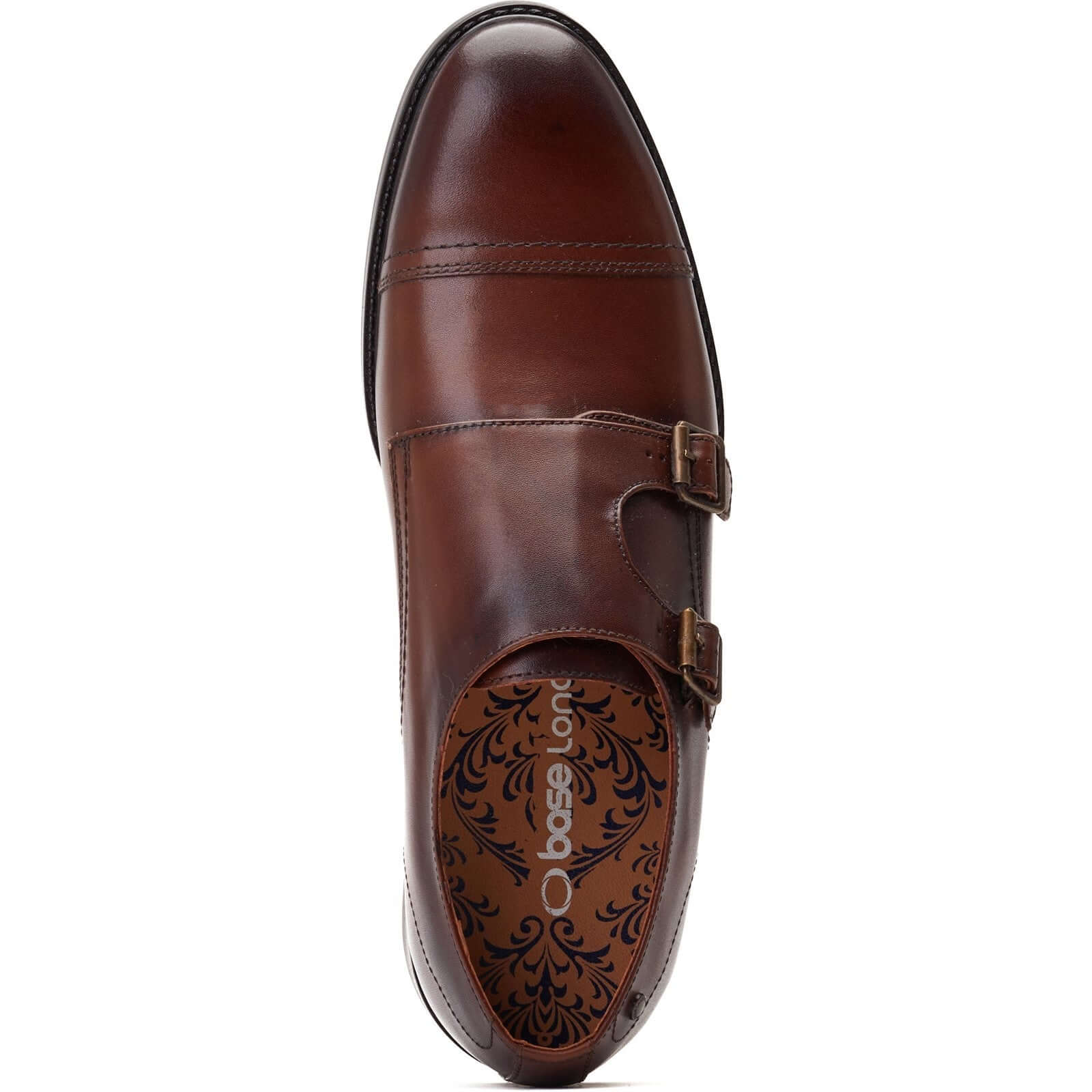 Base London DIABLO Mens Shoes Brown top view showing the monk style design and buckle features.