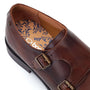 Base London DIABLO Mens Shoes Brown detail view showing the suede and leather upper with buckle fastening.