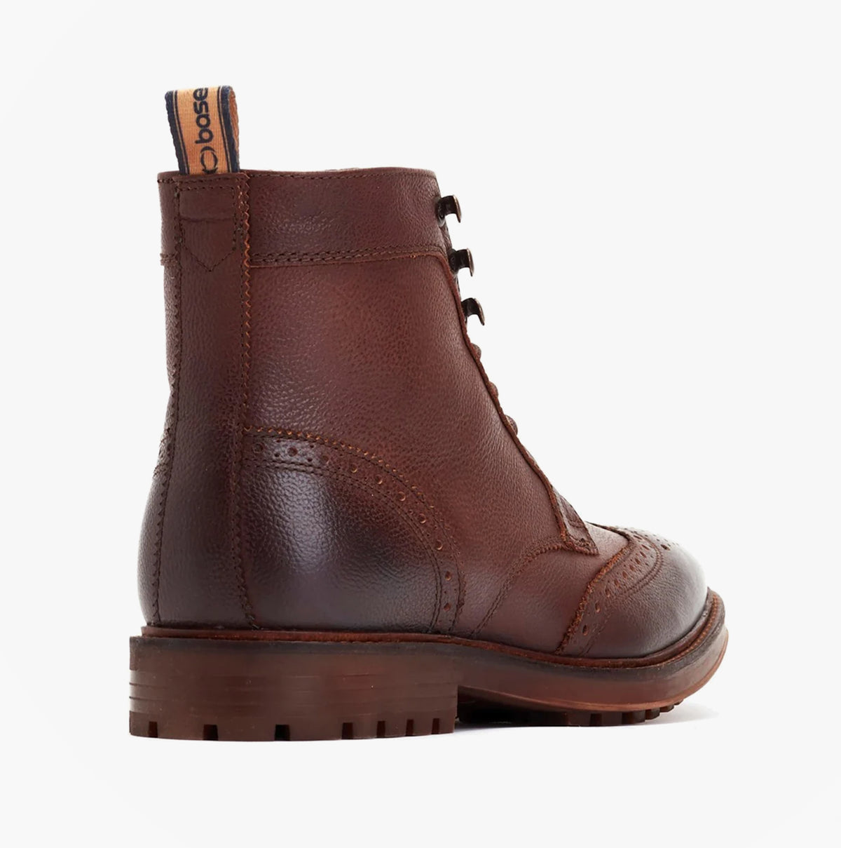 Base London HEMLOCK Mens Boots Brown side view showing leather ankle boot with lace-up design and block heel