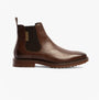 Base London DOUGLAS Mens Boots Brown side view showing leather upper, block heel, and elastic sides for easy pull-on.