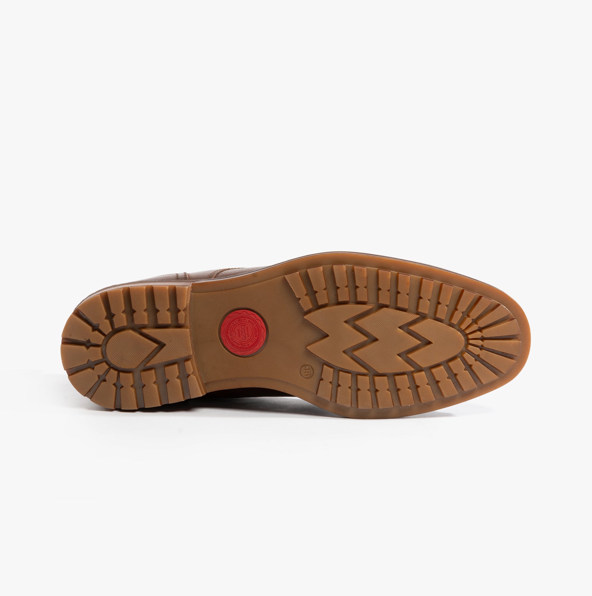 Base London CANMORE Mens Boots Brown bottom view with rubber sole detailing.