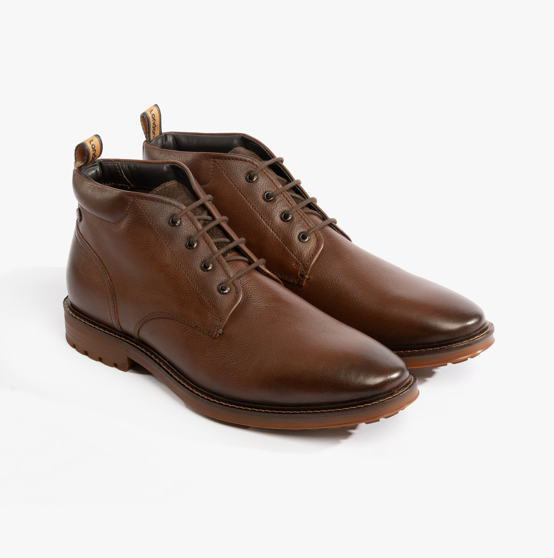 Base London CANMORE Mens Boots Brown side view showcasing leather upper and lace-up closure.