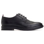 Base London NASHVILLE Mens Shoes Black side view showing Derby style leather shoes with lace-up closure and rubber sole.