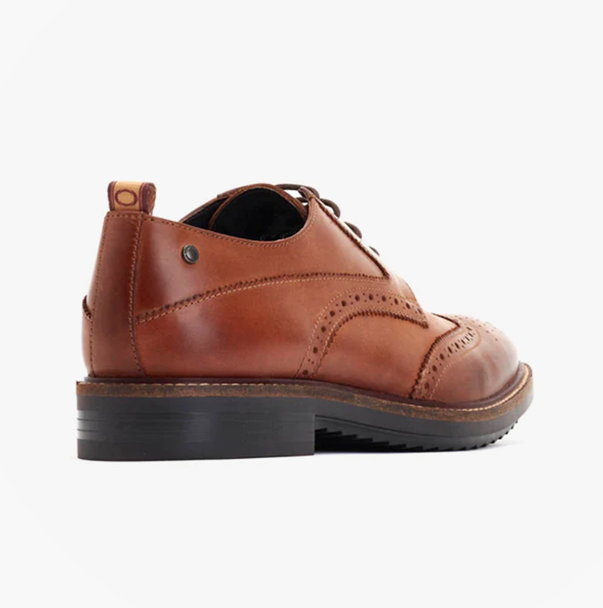 Base London NASHVILLE Mens Shoes Tan side view showing leather upper and detailed brogue design.