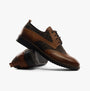 Base London NASHVILLE Mens Shoes Tan/Check side view showcasing leather and check design with lace-up closure.