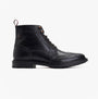 Base London DEALER Mens Boots Black side view showing leather upper, lace-up closure and block heel design.