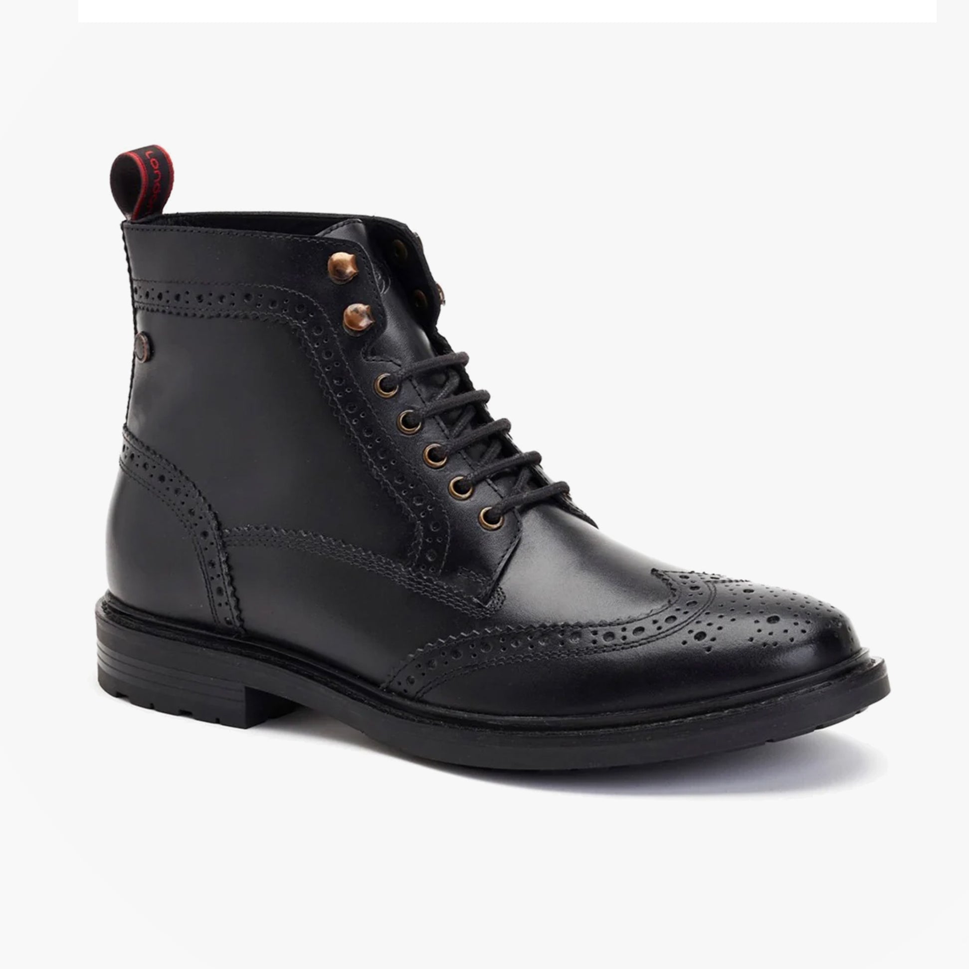 Base London DEALER Mens Boots Black side view showing lace-up closure and detailed leather upper.