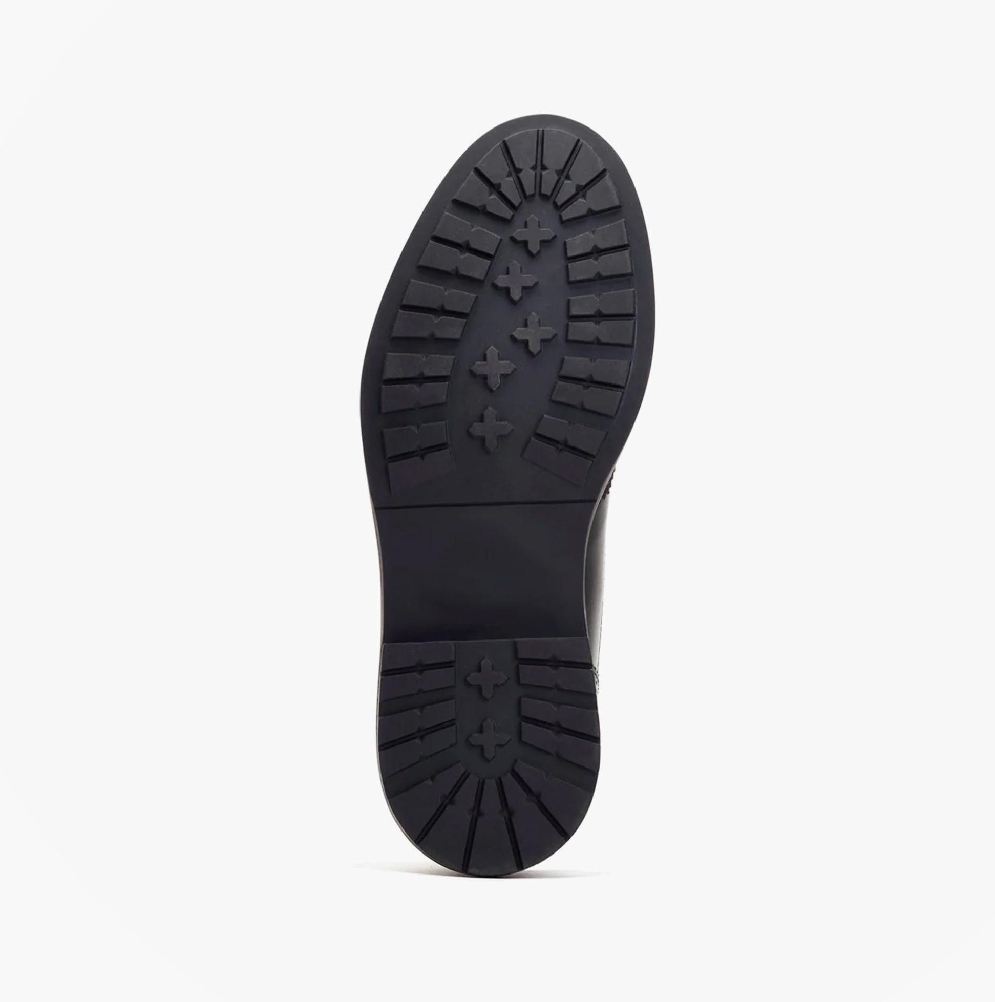 Base London DEALER Mens Boots Black sole view with rubber grip pattern and block heel.