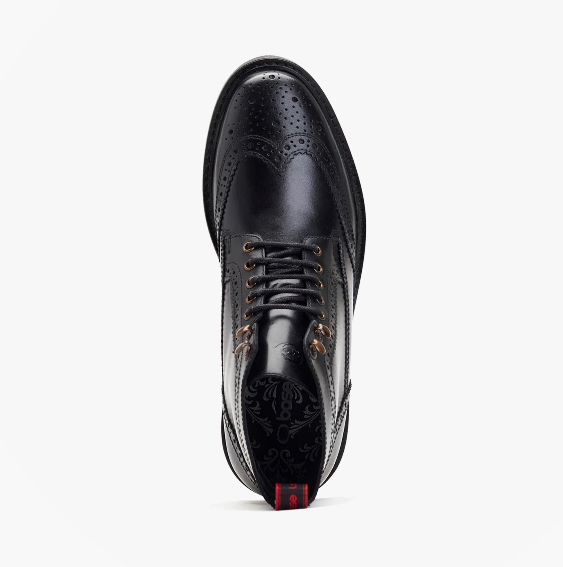 Base London DEALER Mens Boots Black top view showcasing leather and lace-up design.