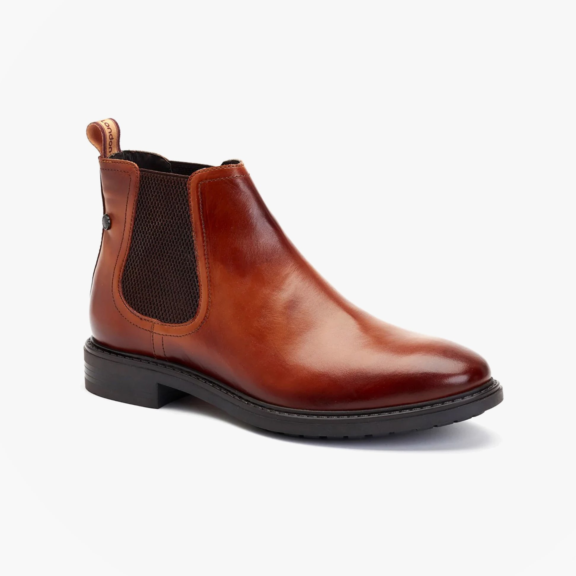 Base London RANGER Mens Boots Tan side view, Chelsea boots with a leather upper and block heel.