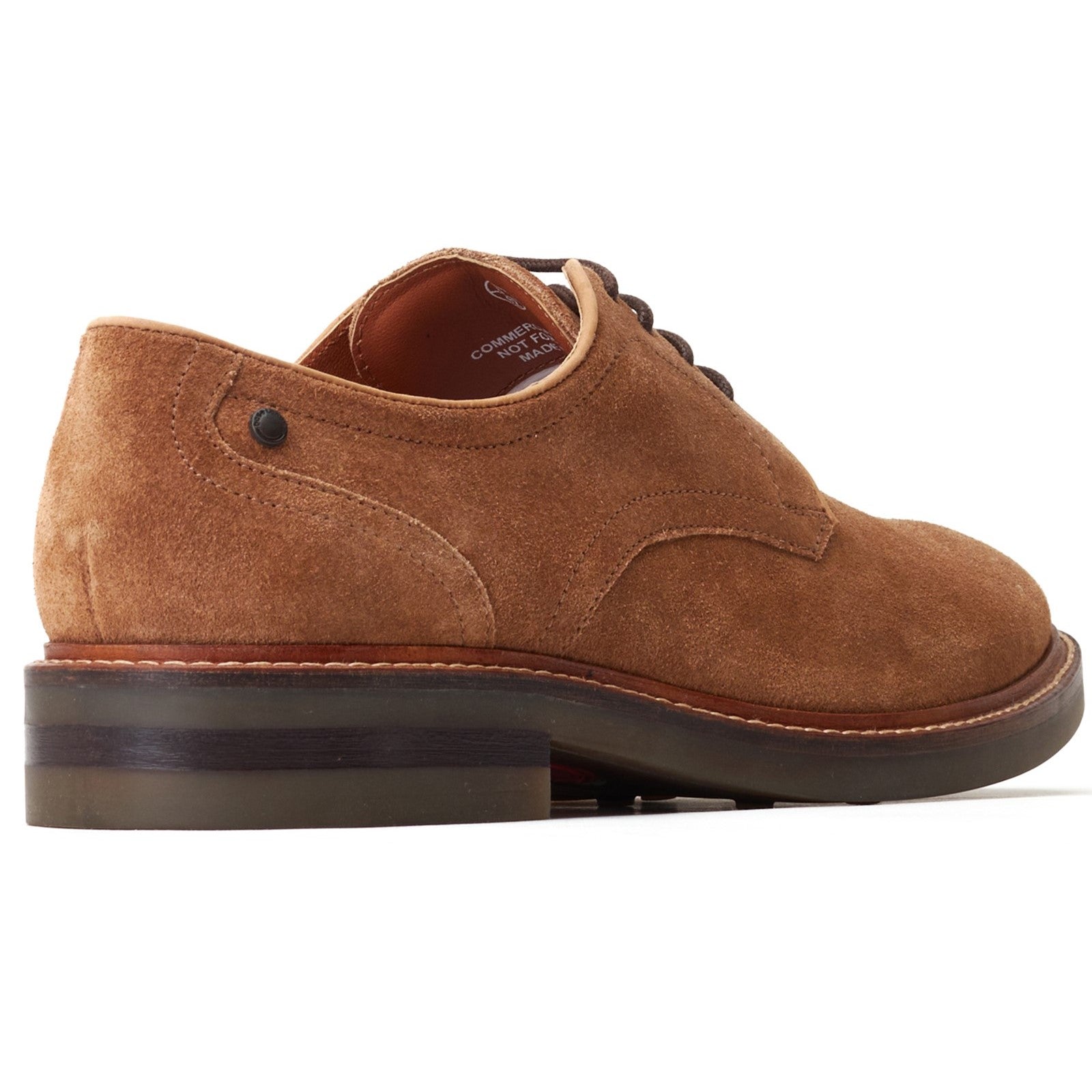 Base London MAWLEY Mens Shoes Camel side view showing suede upper, lace-up closure, and low heel.