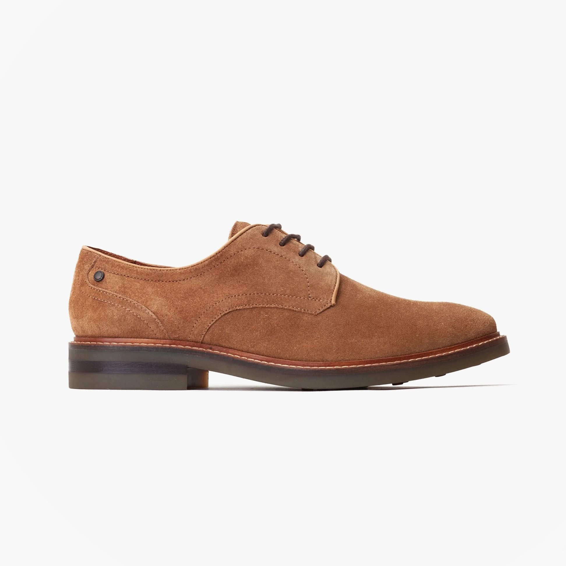 Base London MAWLEY Mens Shoes Camel side view showcasing suede upper and lace-up design.