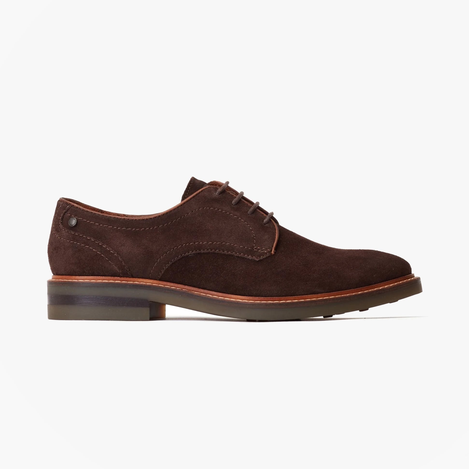 Base London MAWLEY Mens Shoes Brown side view showing suede upper and lace-up design.