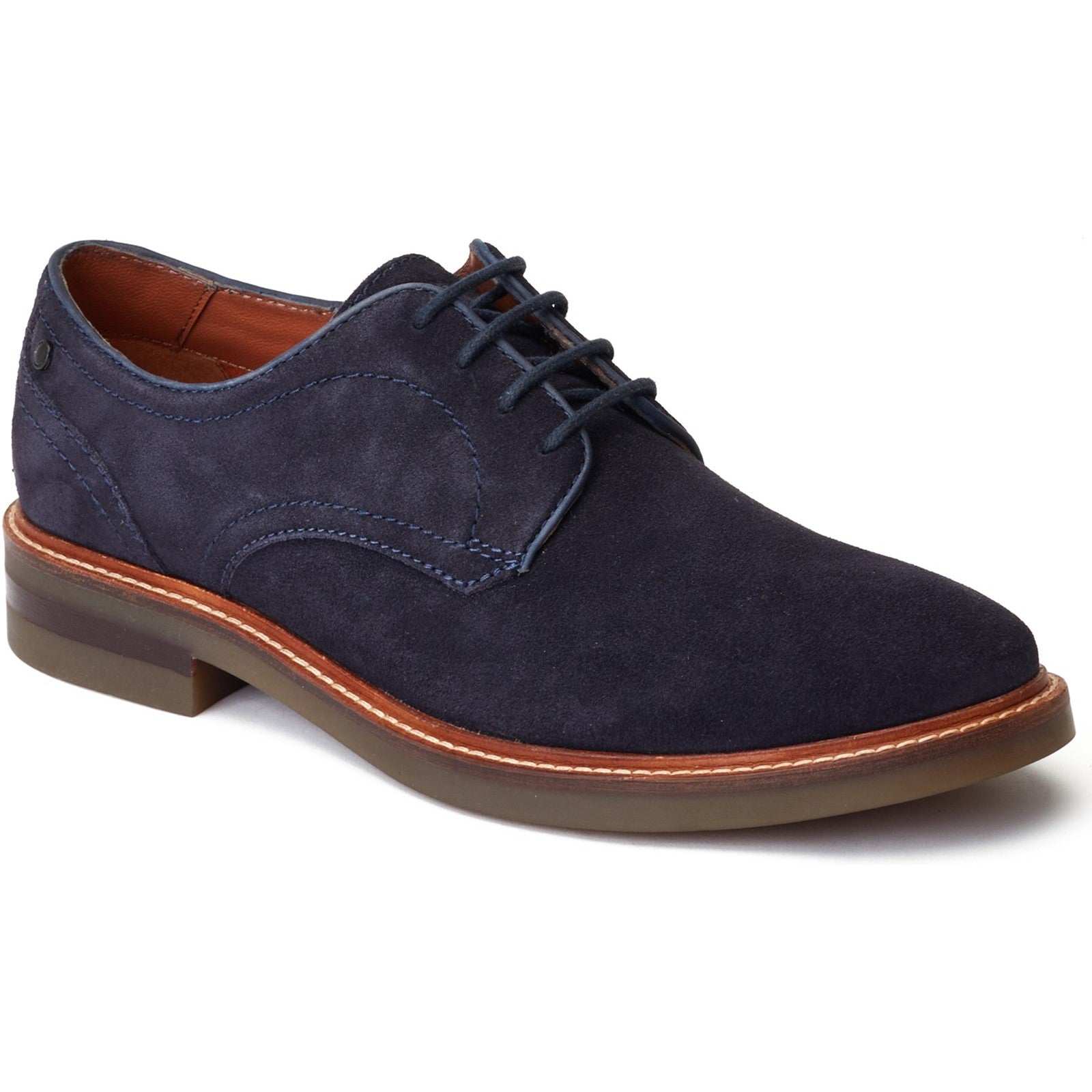 Base London MAWLEY Mens Shoes Navy side view showing suede upper and lace-up design.