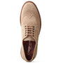 Base London HATFIELD Mens Shoes Tan, top view, suede derby shoes with lace-up closure, round toe shape.