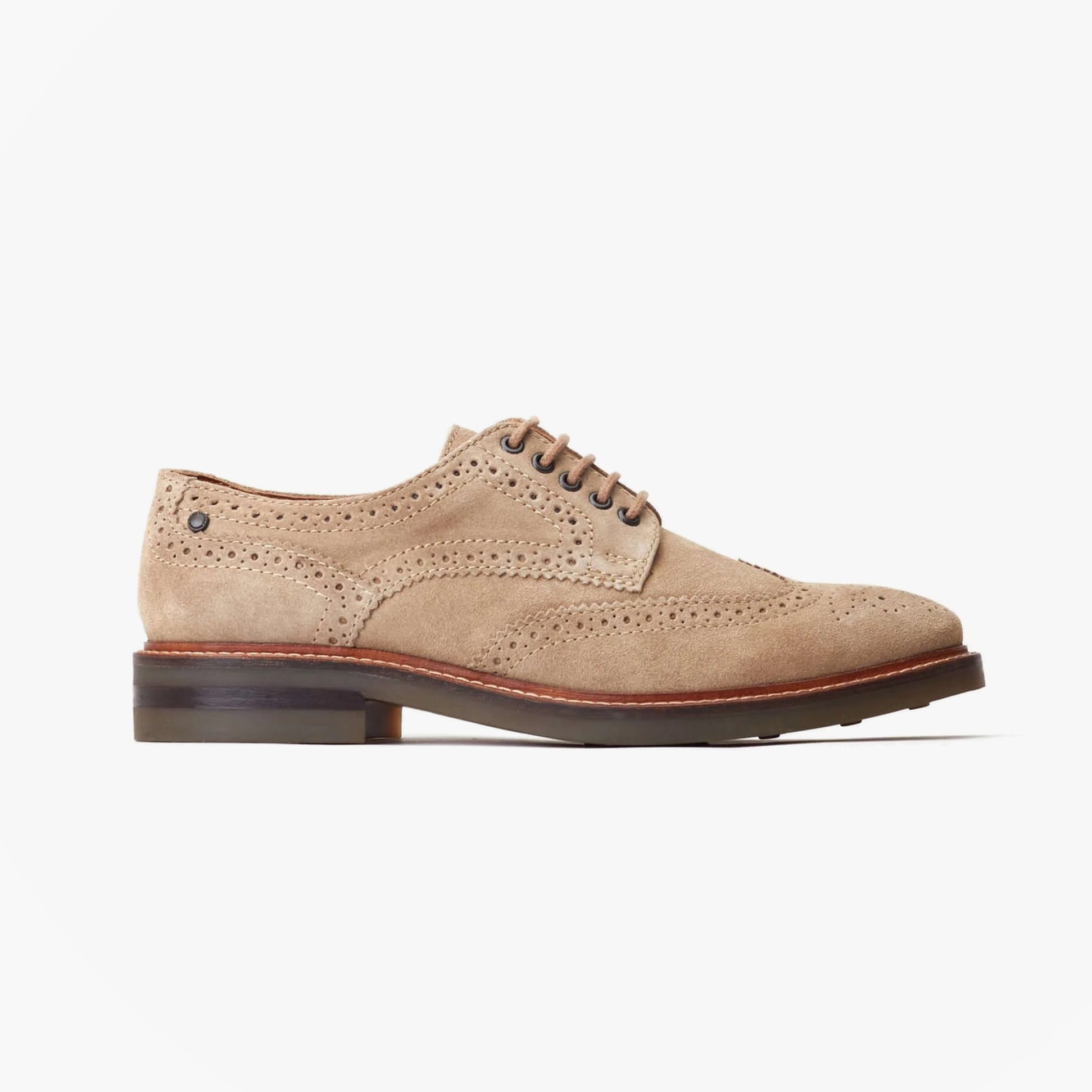 Base London HATFIELD Mens Shoes Tan side view showing suede upper and lace-up closure.