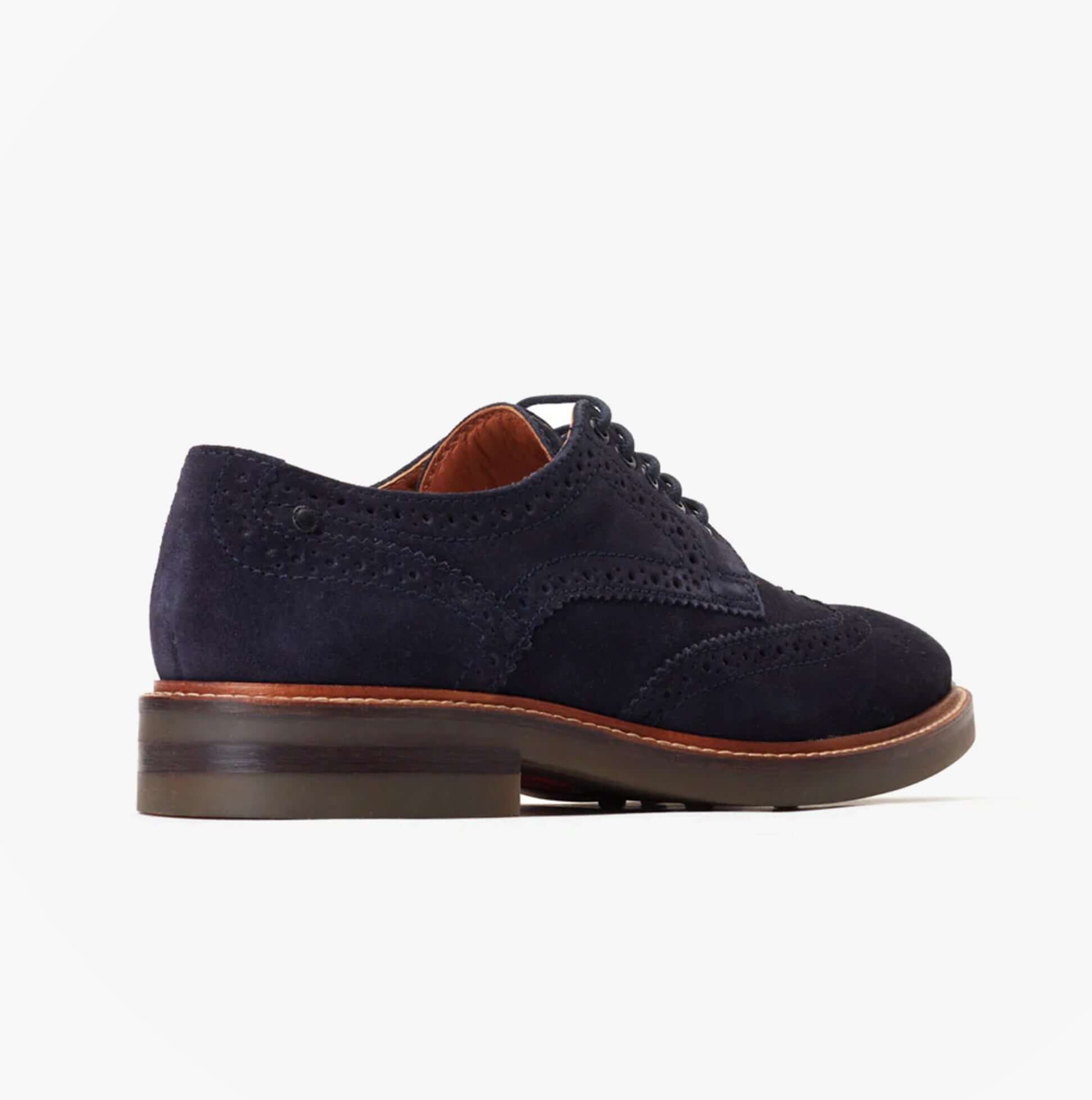 Base London HATFIELD Mens Shoes Navy side view showcasing suede upper and lace-up design.