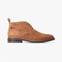 Base London KNEBWORTH Mens Boots Camel side view showing suede chukka boots with lace-up design and round toe.