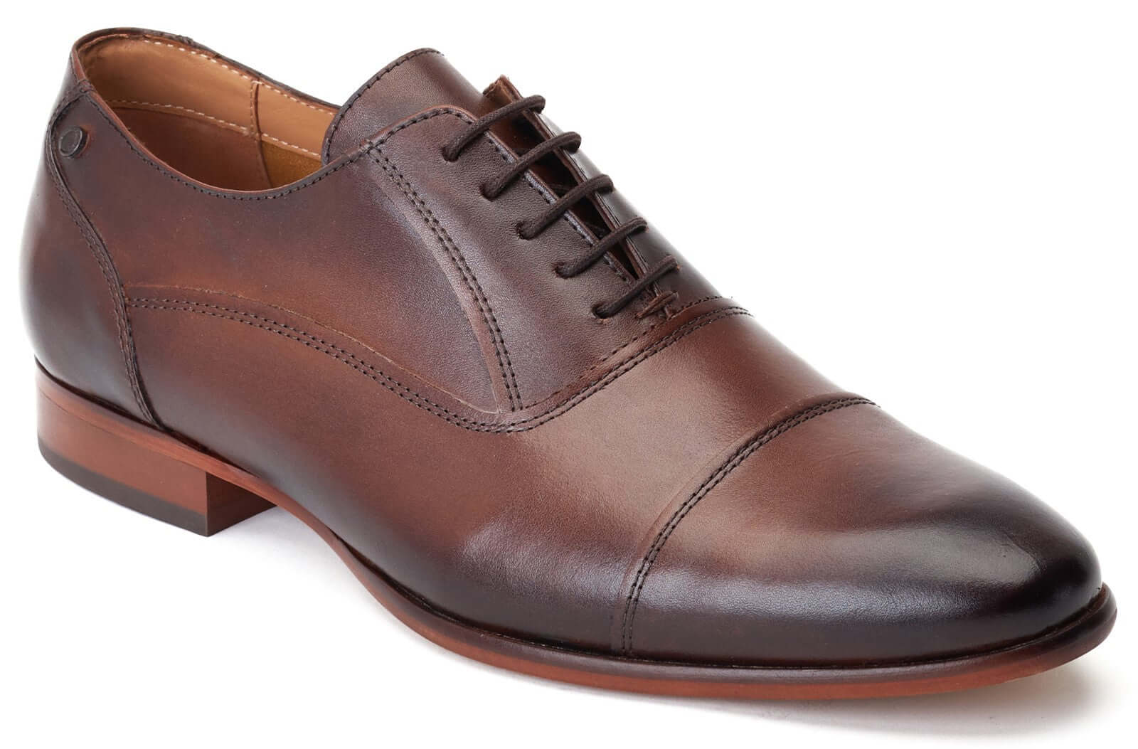 Base London ANGELO Mens Shoes Brown side view showing leather upper and lace-up design
