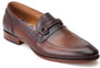 Base London RUSSO Mens Shoes Brown side view leather loafers with slip-on design and rubber sole.