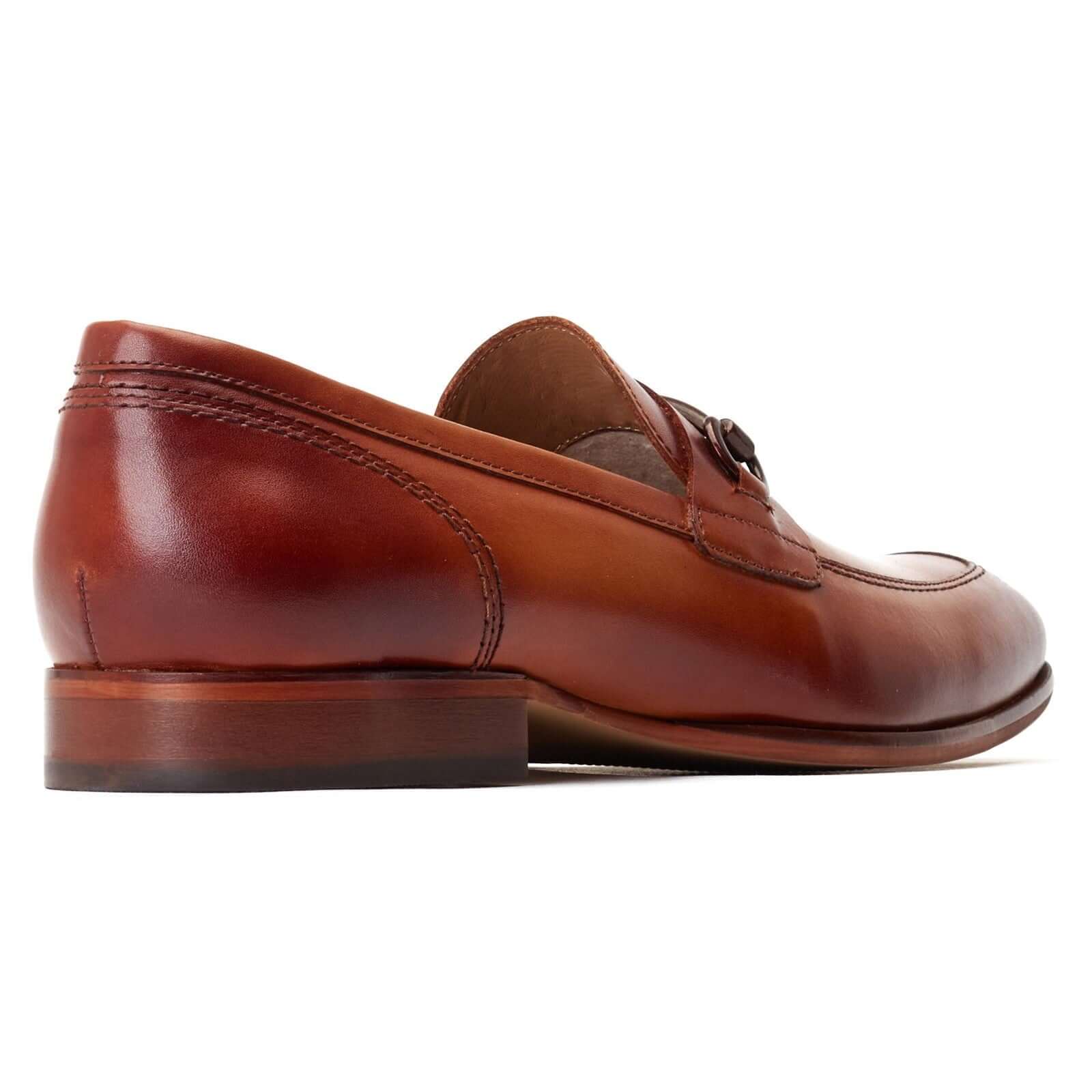 Base London RUSSO Mens Shoes Tan side view of leather loafers with a low top and almond toe design.