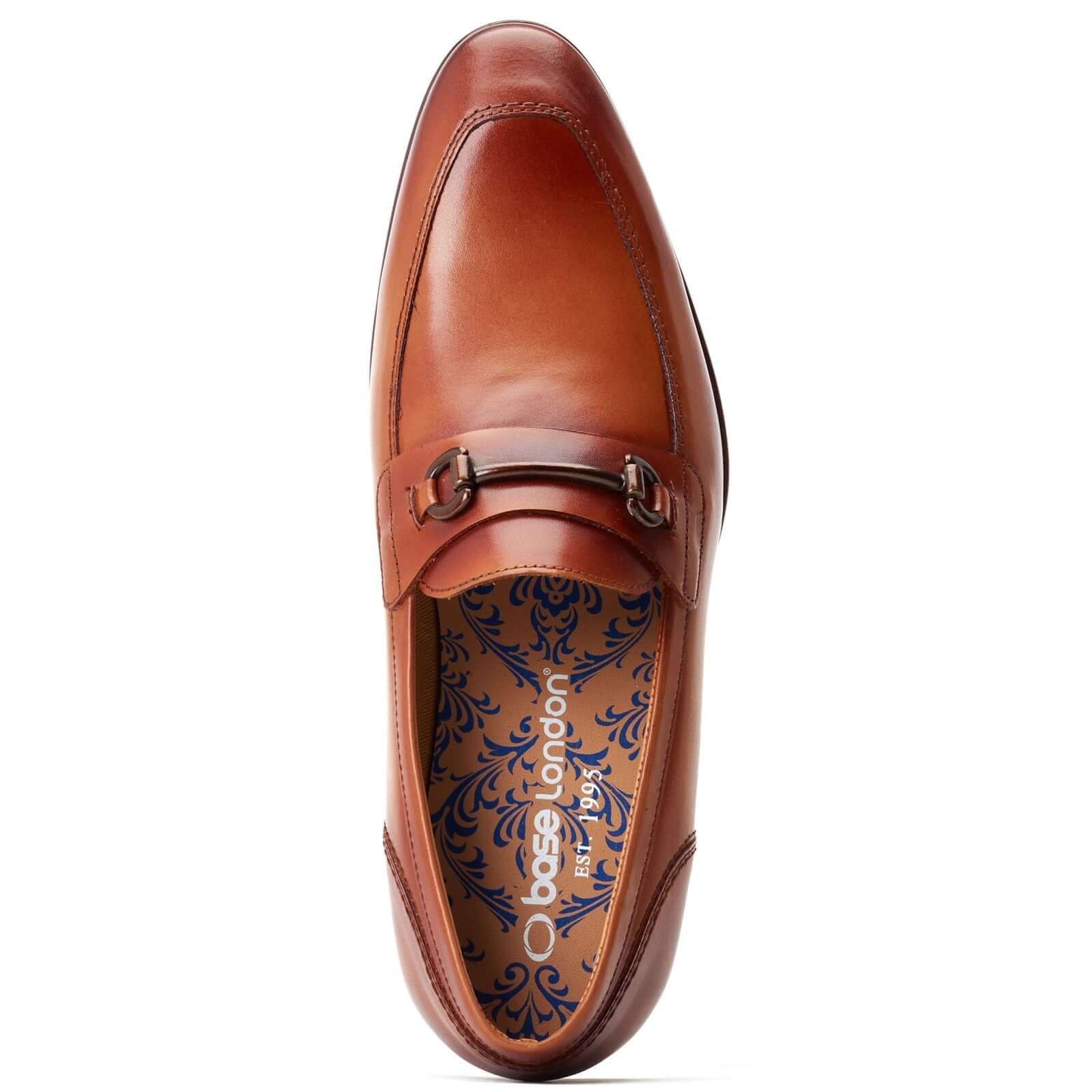 Base London RUSSO Mens Shoes Tan top view showing leather upper and elegant design details.