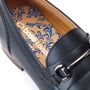 Base London RUSSO Mens Shoes Black detail view showing the inside with patterned lining and sleek leather exterior.