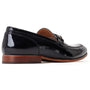 Base London RUSSO Mens Shoes Black side view, featuring a sleek leather finish and low-top design.