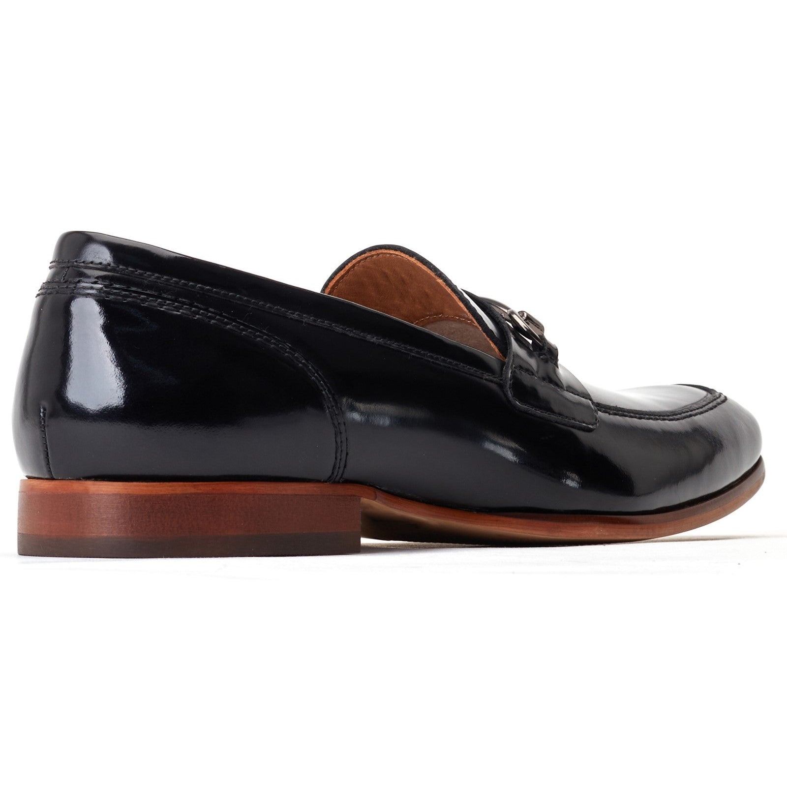 Base London RUSSO Mens Shoes Black side view, featuring a sleek leather finish and low-top design.