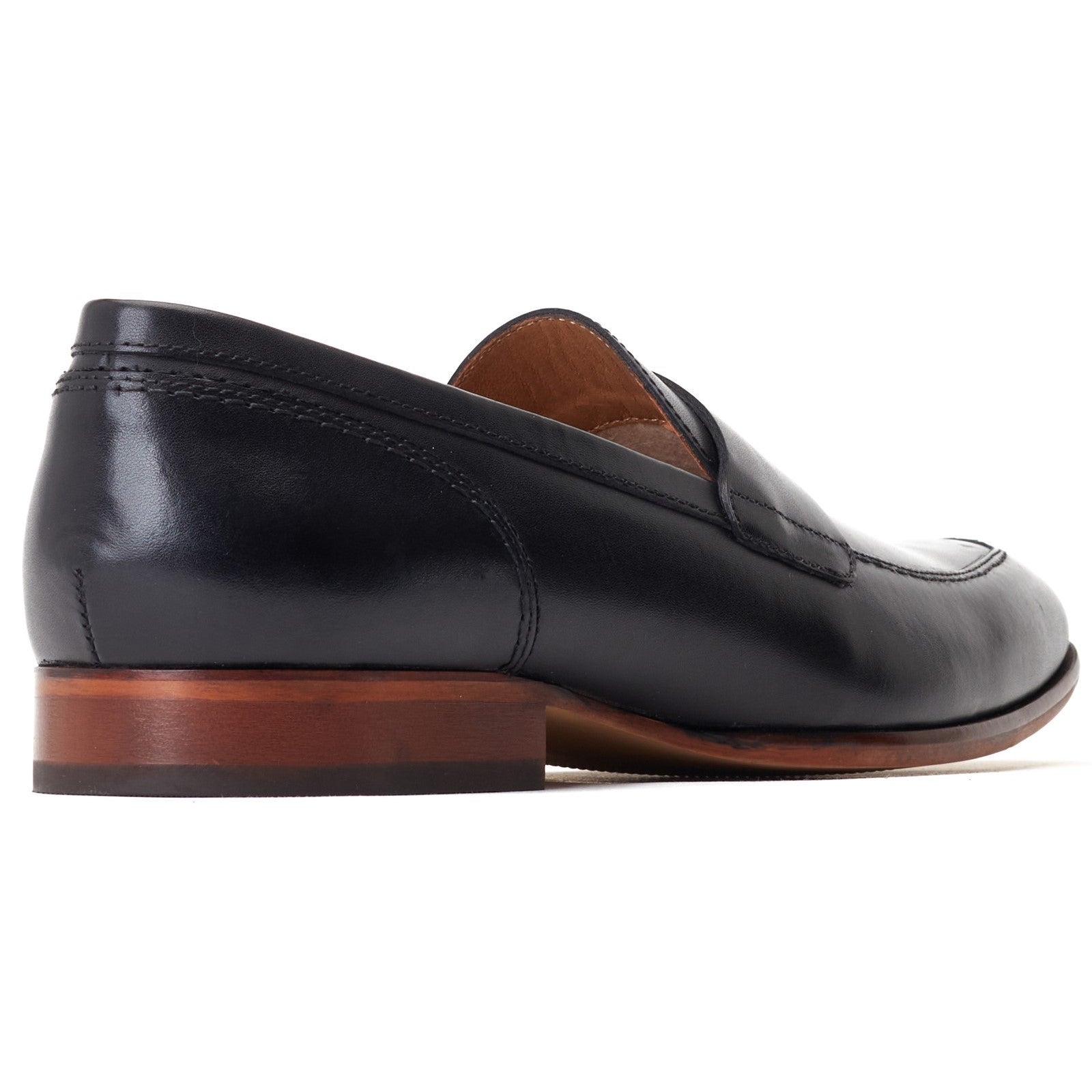 Base London BRUNO Mens Shoes Black side view showcasing the sleek leather upper and low heel design.