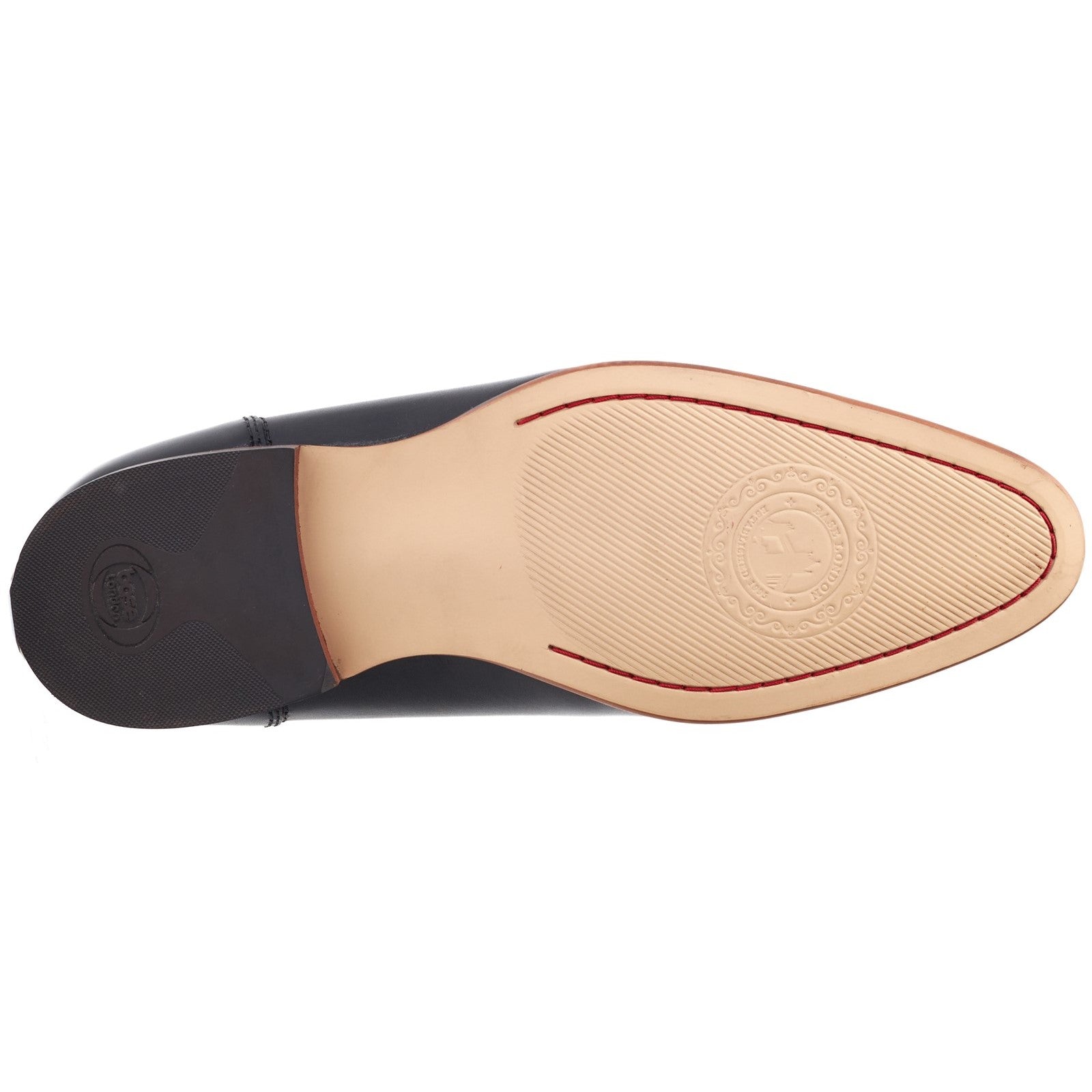 Base London BRUNO Mens Shoes Black bottom view showing sole design and materials.