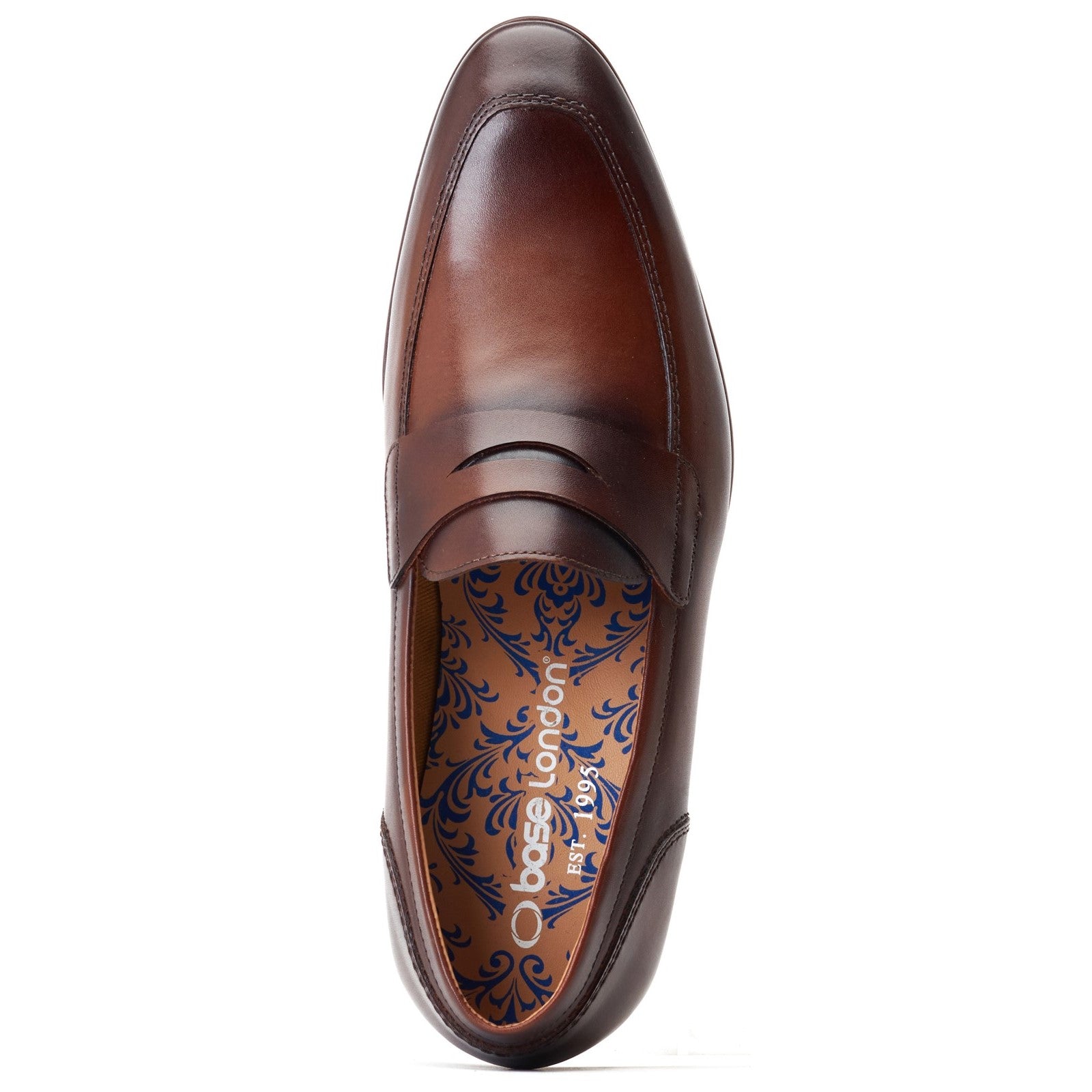 Base London BRUNO Mens Shoes Brown top view showing leather upper and comfortable lining.