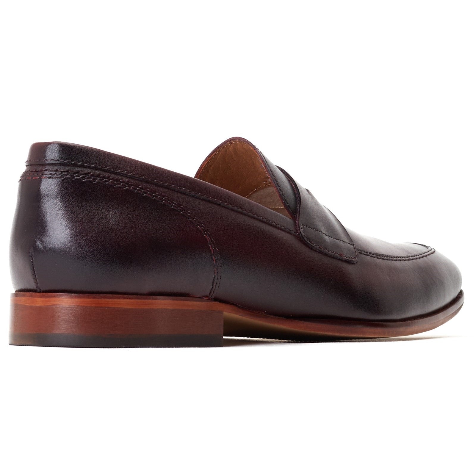 Base London BRUNO Mens Shoes Wine side view showing the leather upper and low heel.