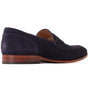 Base London BRUNO Mens Shoes Navy side view showing leather upper and slip-on style for comfort.