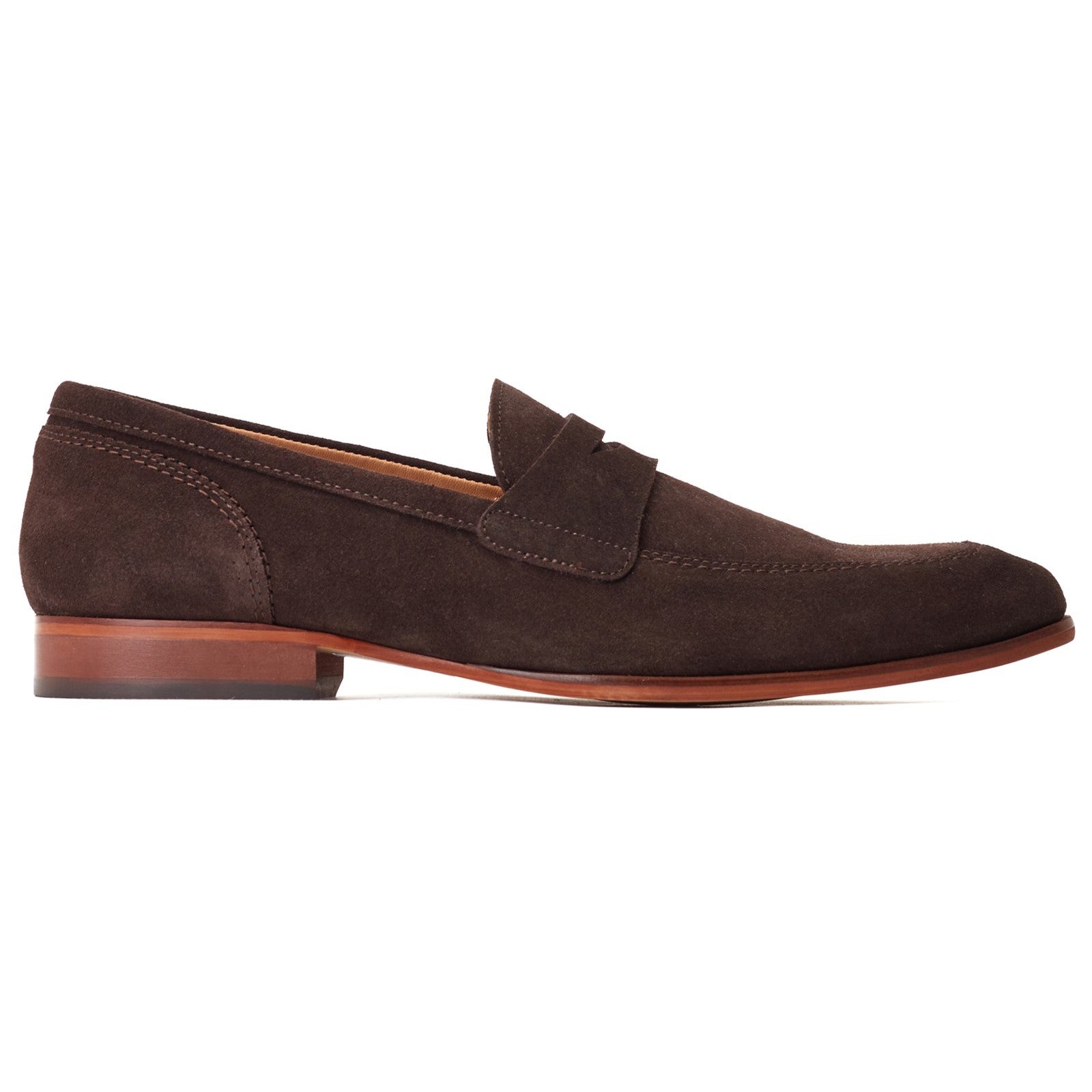 Base London BRUNO Mens Shoes Brown side view showing suede upper and slip-on design.