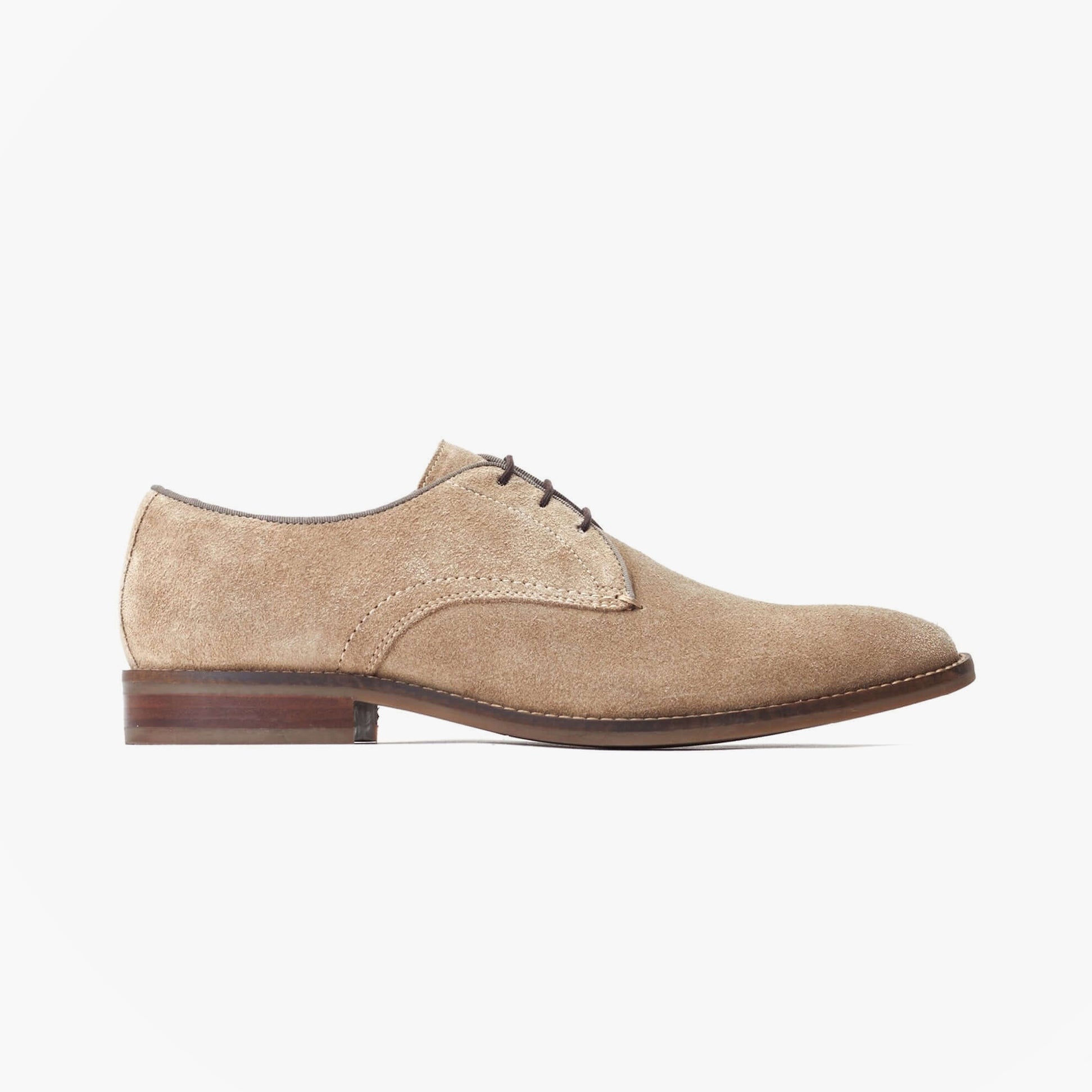 Base London BRONTE Mens Shoes Camel side view showcasing suede upper and lace-up closure.