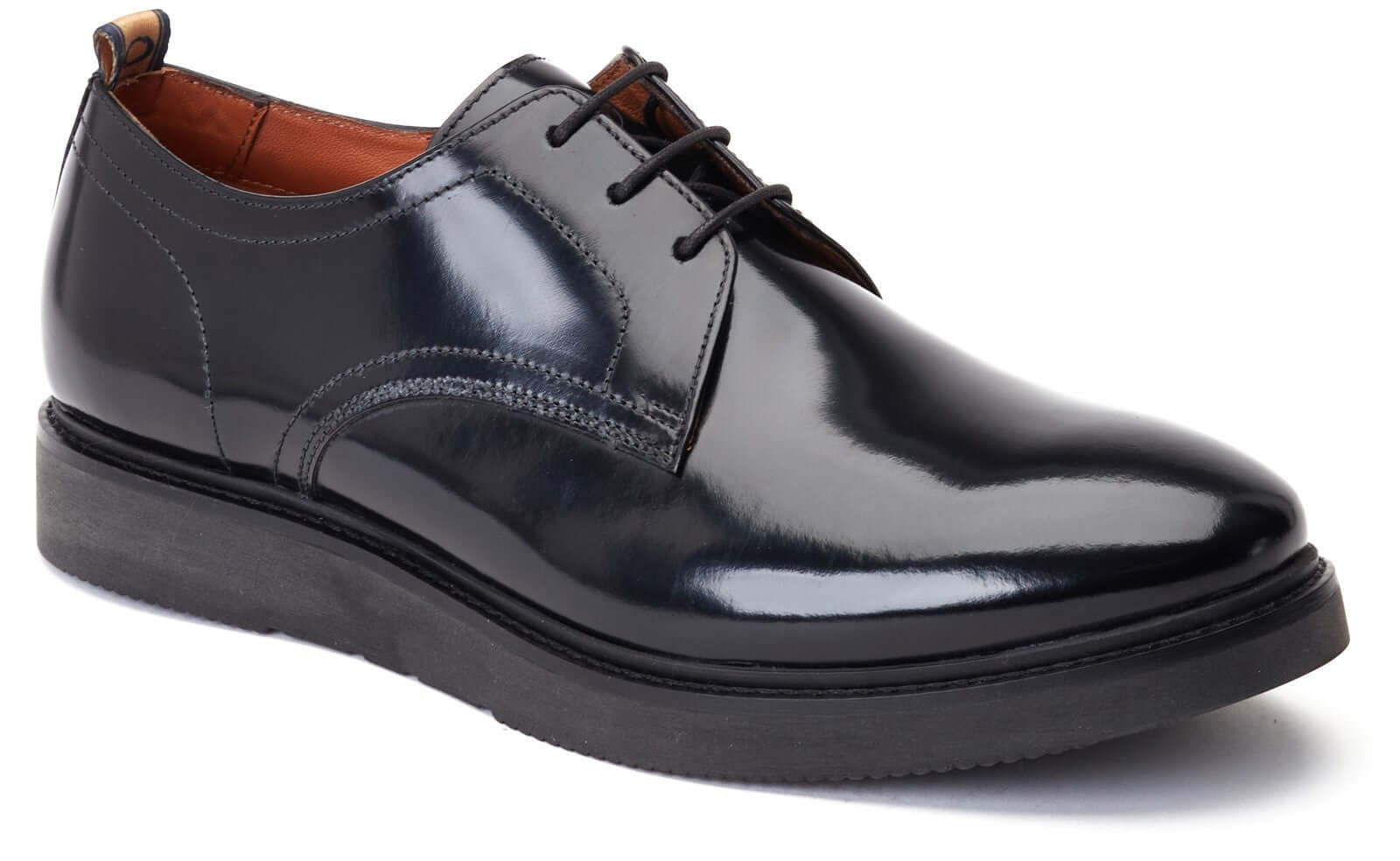 Base London ROLY Mens Shoes Black side view showing leather upper and lace-up closure.
