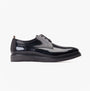 Base London ROLY Mens Shoes Black side view featuring glossy leather finish and lace-up design.
