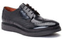 Base London JOE Mens Shoes Black side view, leather derby shoes with lace-up closure and almond toe shape.