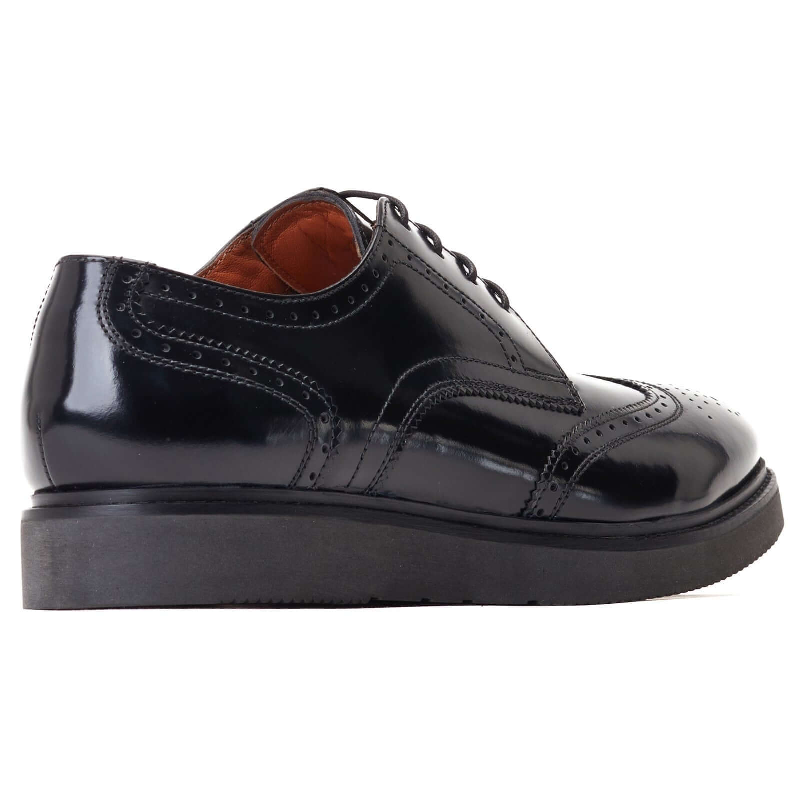 Base London JOE Mens Shoes Black side view showcasing polished leather upper and lace-up closure.