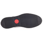 Base London JOE Mens Shoes Black bottom view showing rubber sole and red logo detail.