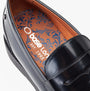Base London SID Mens Shoes Black detail view of the interior with logo and design, showcasing luxurious leather finish