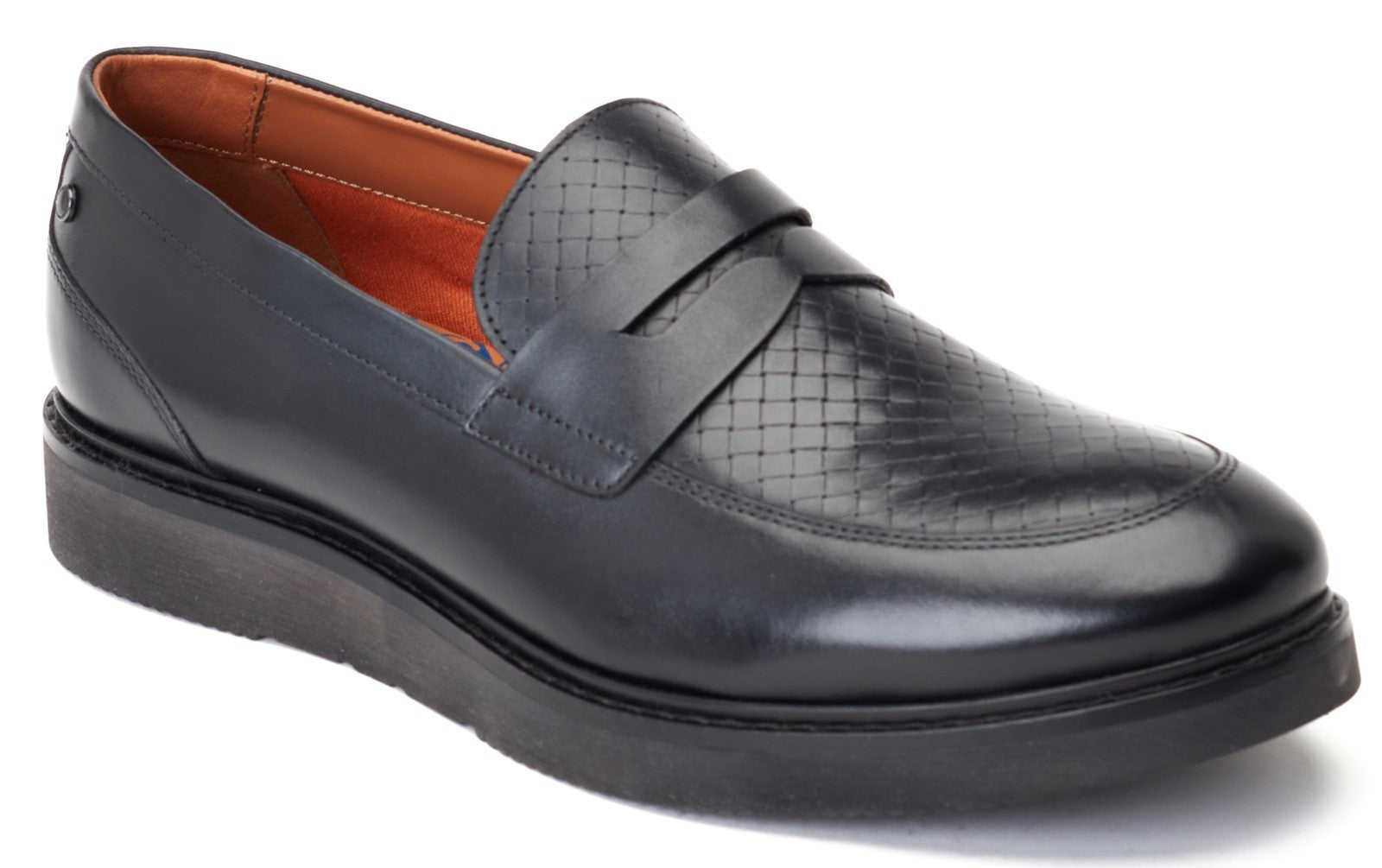 Base London SID Mens Shoes Black side view showing leather upper and slip-on design.