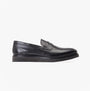 Base London SID Mens Shoes Black side view leather loafers with rubber sole