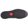 Base London SID Mens Shoes Black sole view with textured rubber bottom and red accent.