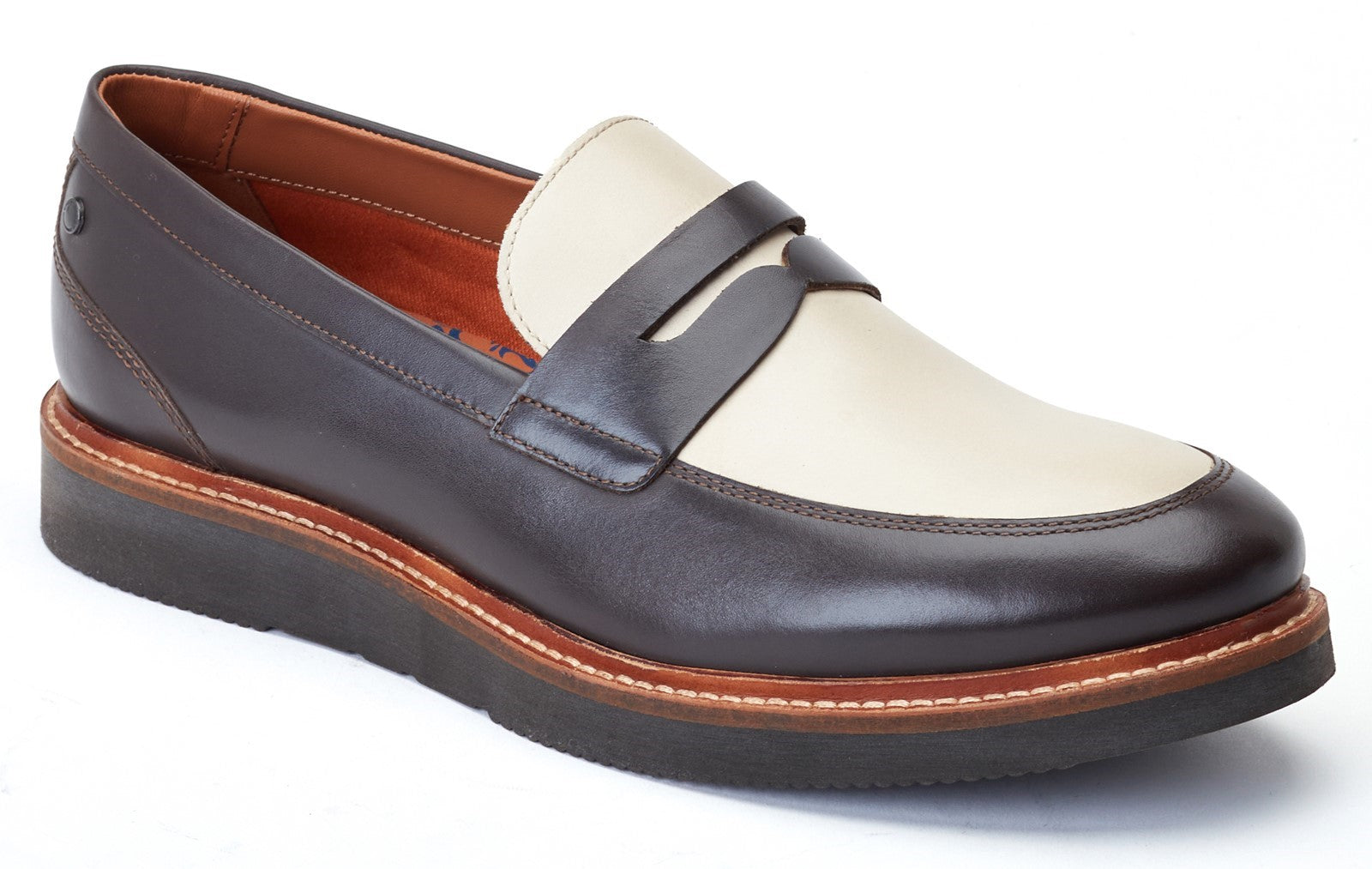 Base London SID Mens Shoes Brown side view loafer style leather upper.