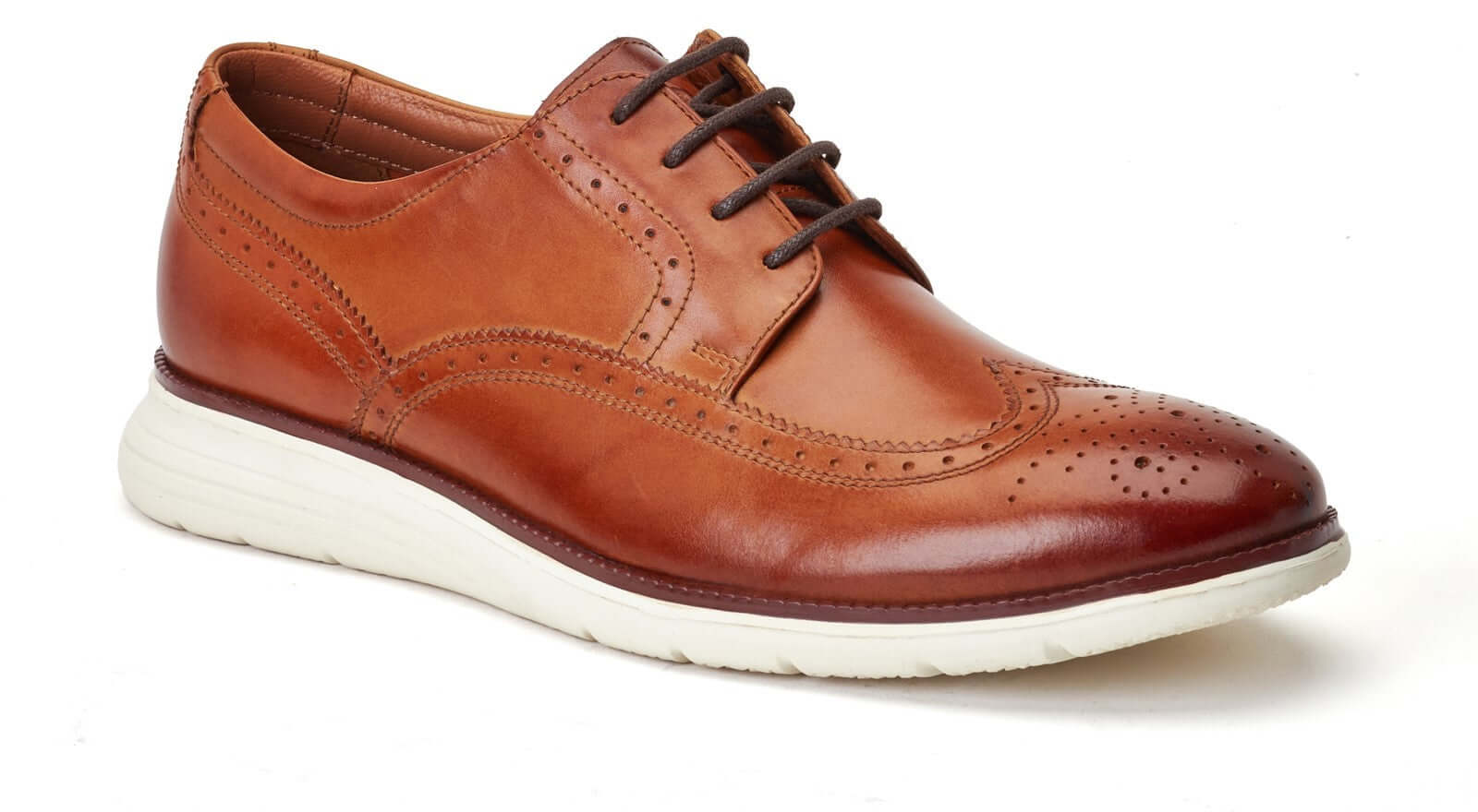 Base London FLIGHT Mens Shoes Tan side view showcasing leather upper, lace-up closure, and low top design.