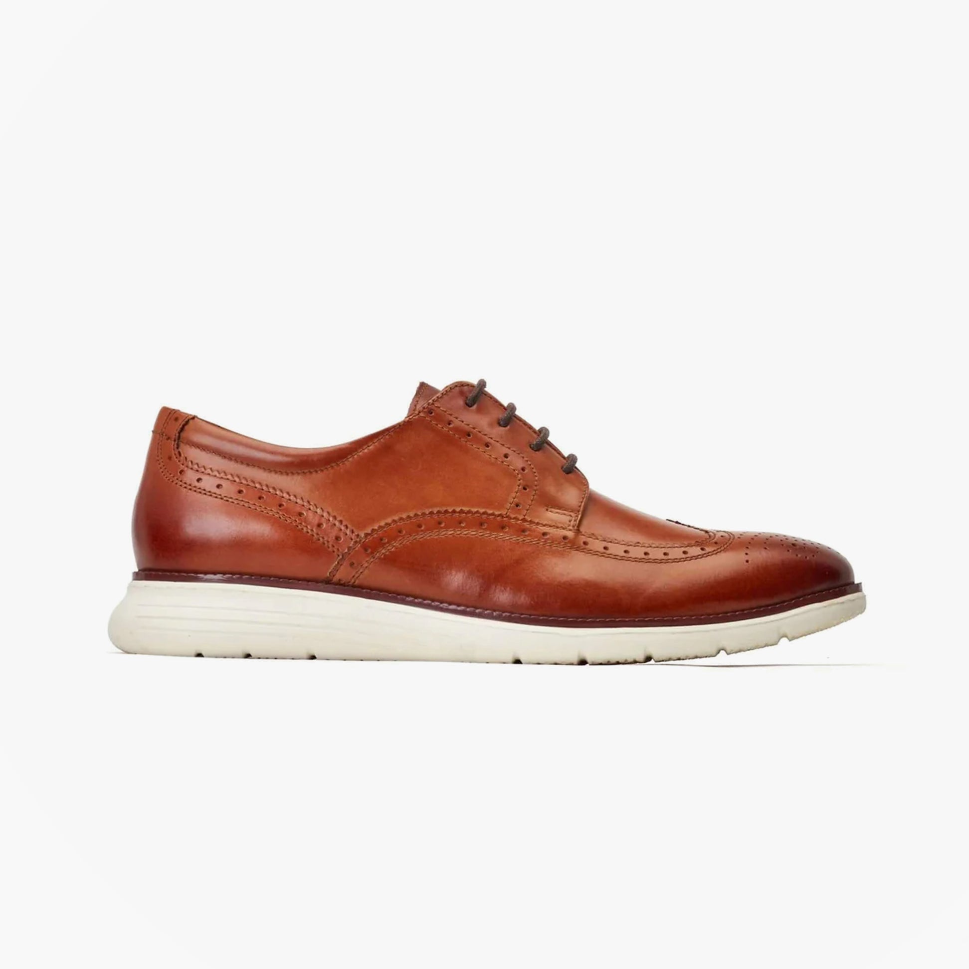 Base London FLIGHT Mens Shoes Tan side view showcasing leather upper and low top design.
