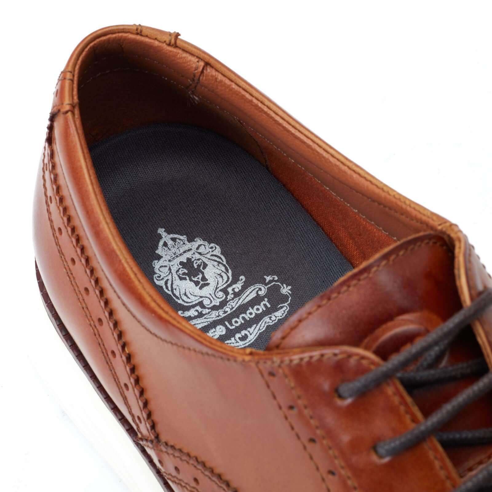 Base London FLIGHT Mens Shoes Tan close-up view showing leather upper and interior details.