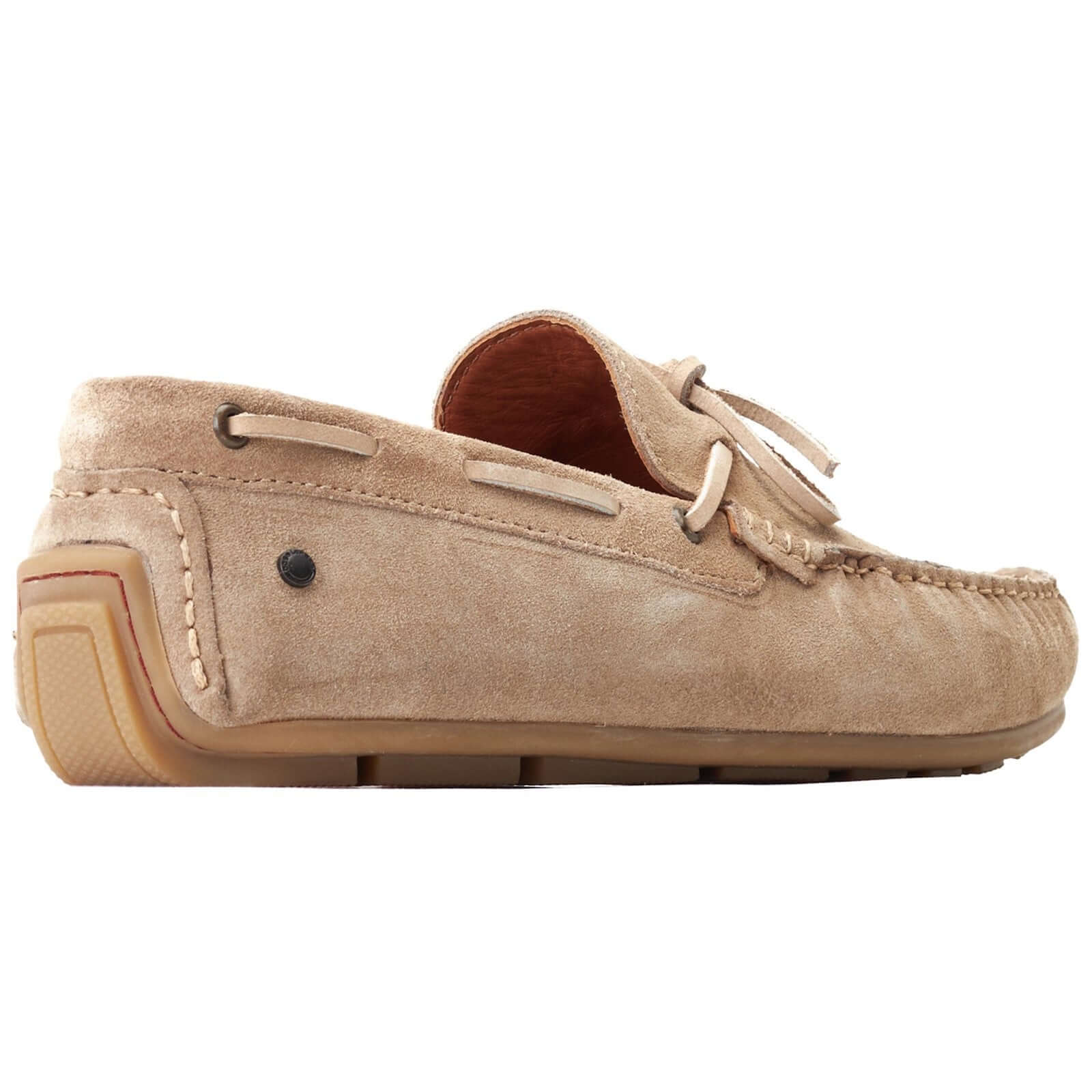 Base London BROOKS Mens Shoes Camel side view showcasing suede upper and slip-on design.
